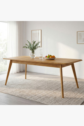 Massiver Eichenholz Esstisch 180x90 cm mit schrägen Beinen